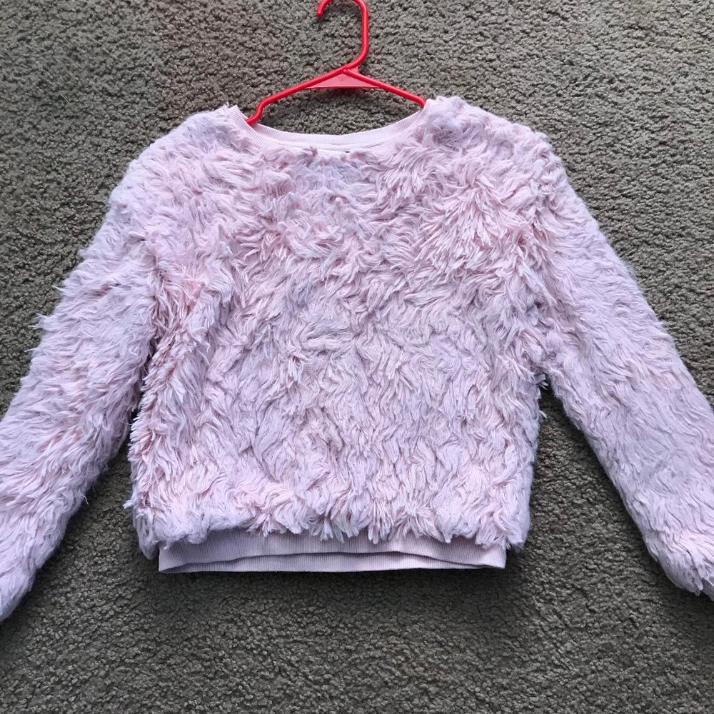 Pink fuzzy sweater, girls size 12